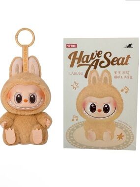 Authentic Labubu BaBa V2 Have A Seat Fluffy Plush Toy Keychain Blind Box